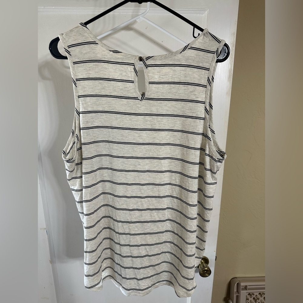 Market & Spruce Black and White Striped Tank Top - Picture 3 of 6